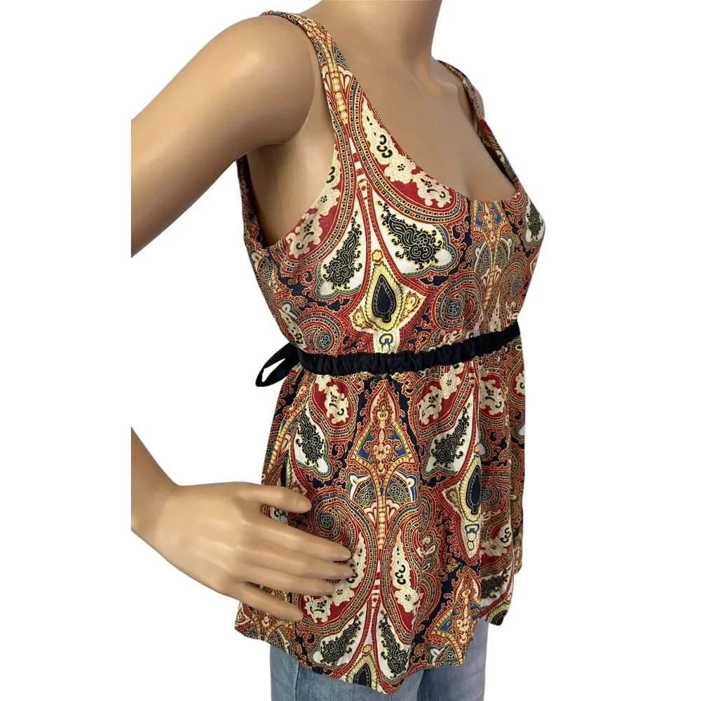 J. Crew Cotton Paisley Empire Peplum Top 97140 Size L